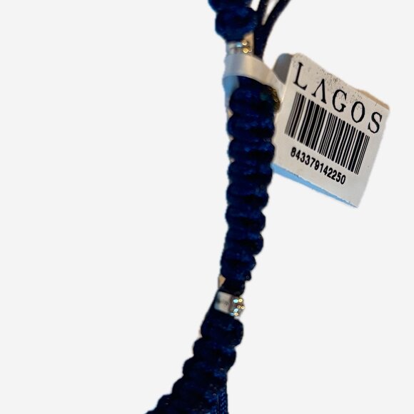 Lagos Anthem Navy Blue Macrame Bracelet Sterling Silver 8" Unisex Adjusts SzM - Picture 6 of 12